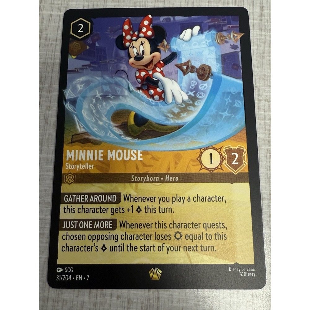 Disney Lorcana Minnie Mouse Storyteller 31/204 Cold Foil Legendary R Of Jafar